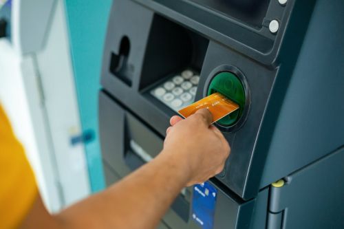 ATM machine withdrawa.l with bank card